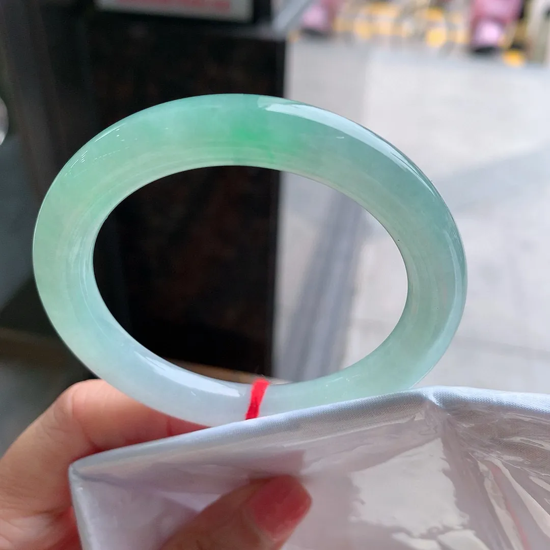圆条高冰绿 无瑕 尺寸:54.1/9.1 种水好