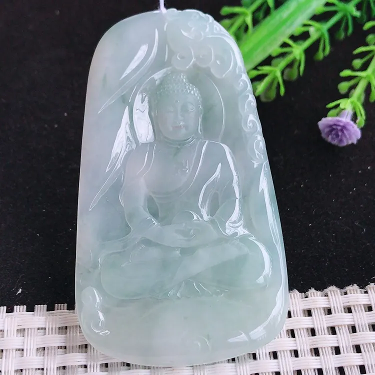 自然光72/41.8/5.2老坑冰胶果冻水灵大日如来佛吊坠玉挂件