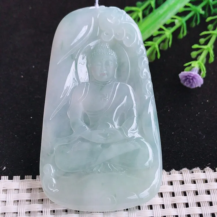 自然光72/41.8/5.2老坑冰胶果冻水灵大日如来佛吊坠玉挂件