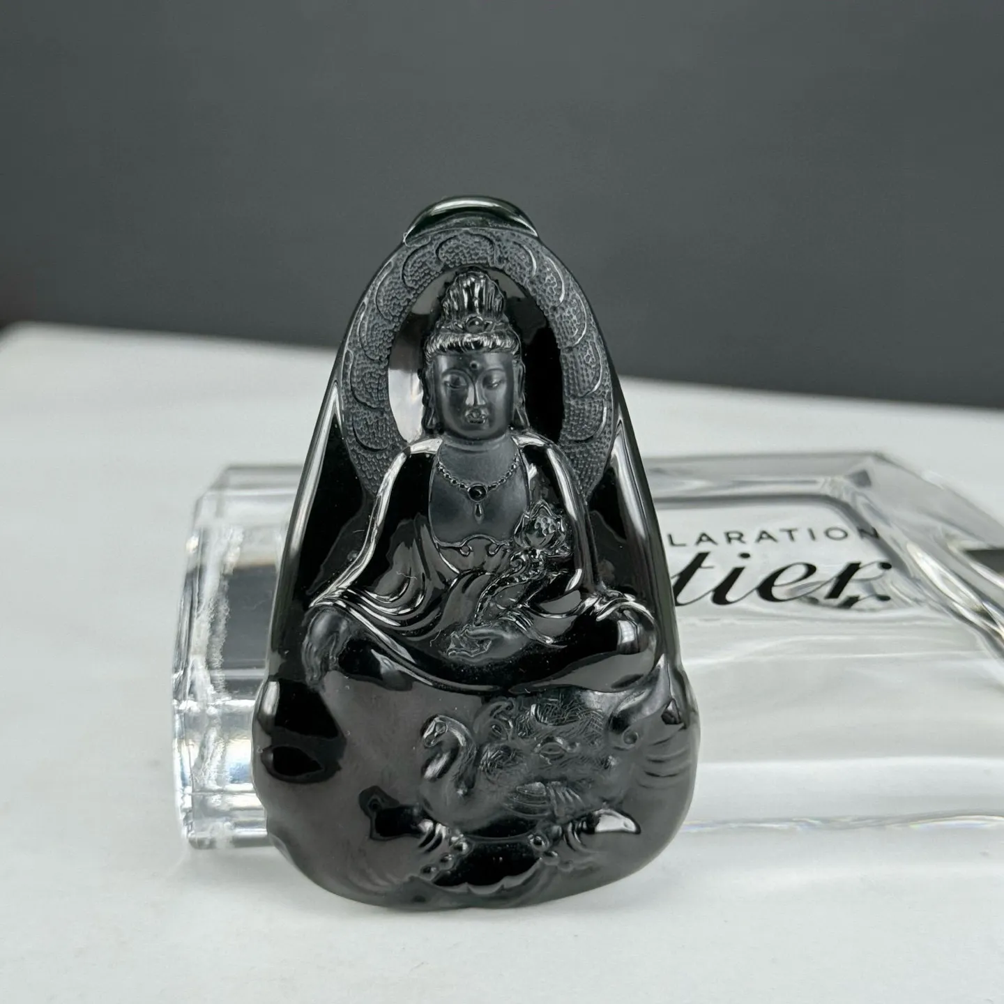 精品墨翠普贤菩萨 种好色正 黑度极好 打灯通透 油性十足