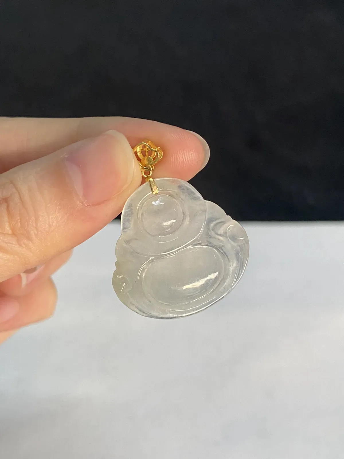 18k金翡翠冰种佛公