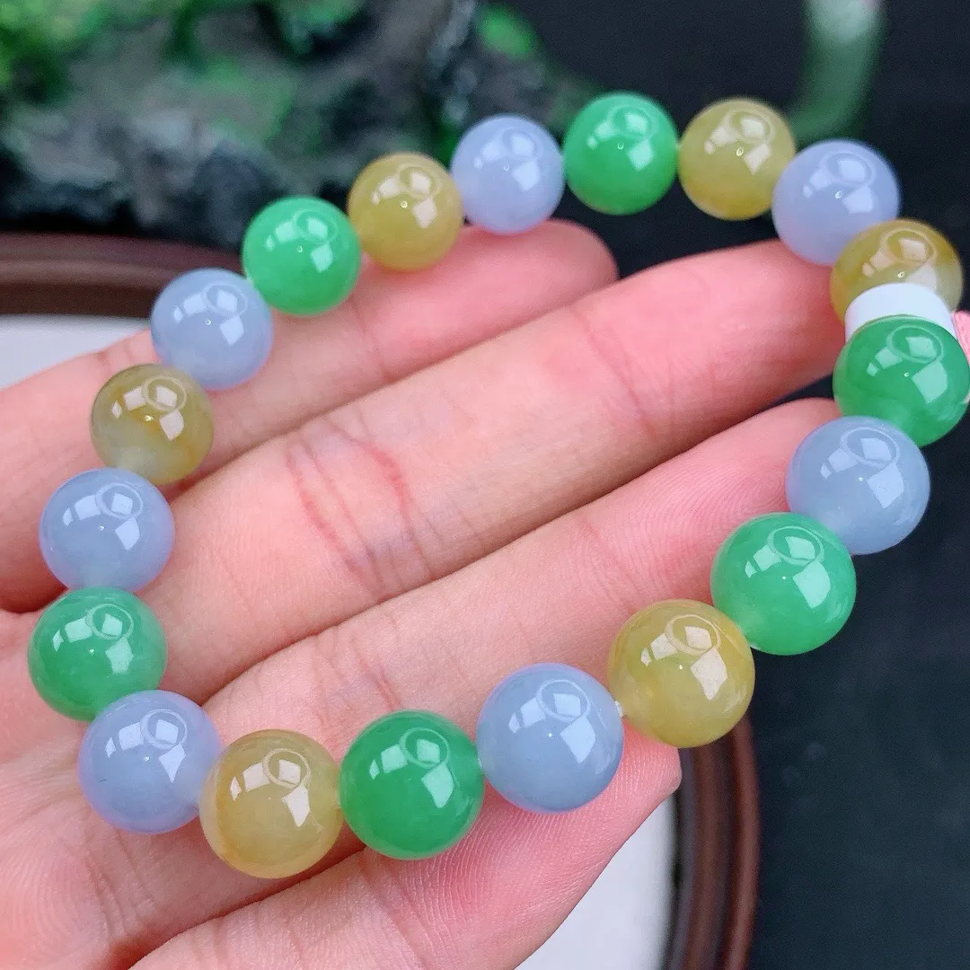 缅甸天然A货翡翠冰多宝满色圆珠手串
尺寸10.1mm  重33.01g