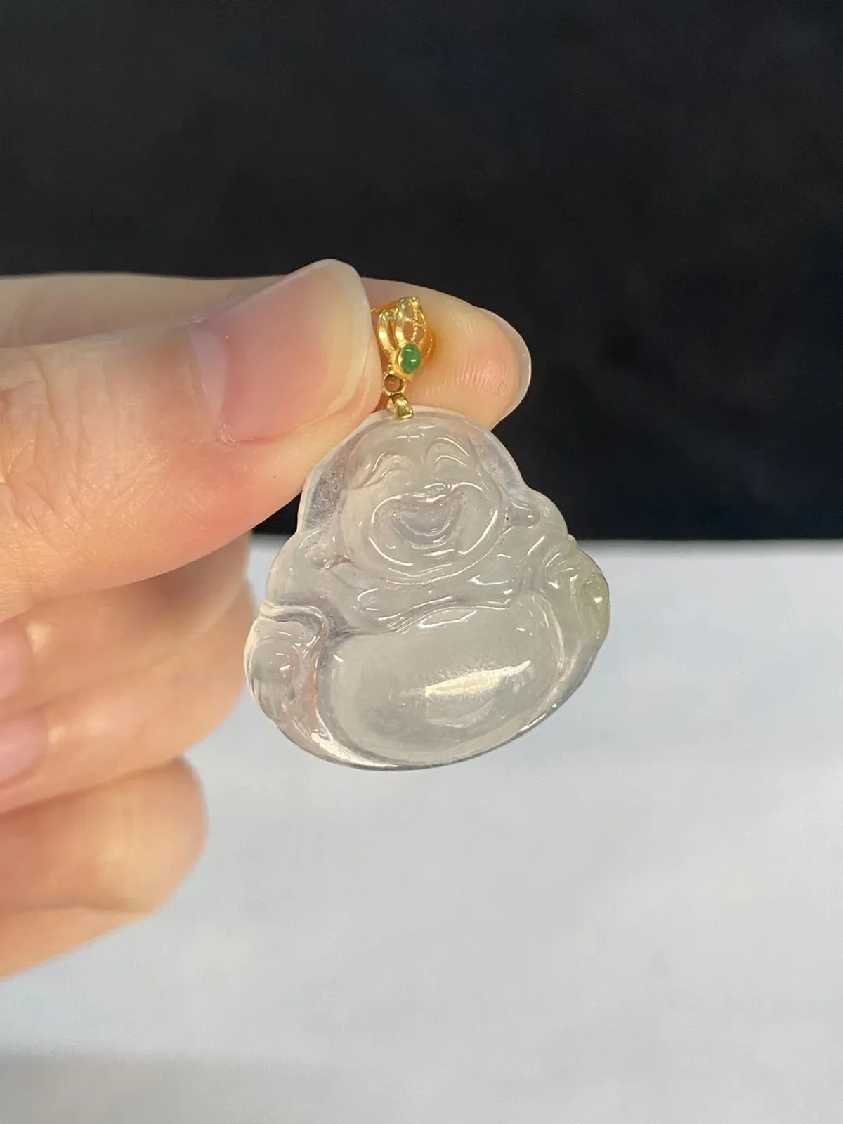 18k金翡翠冰种佛公