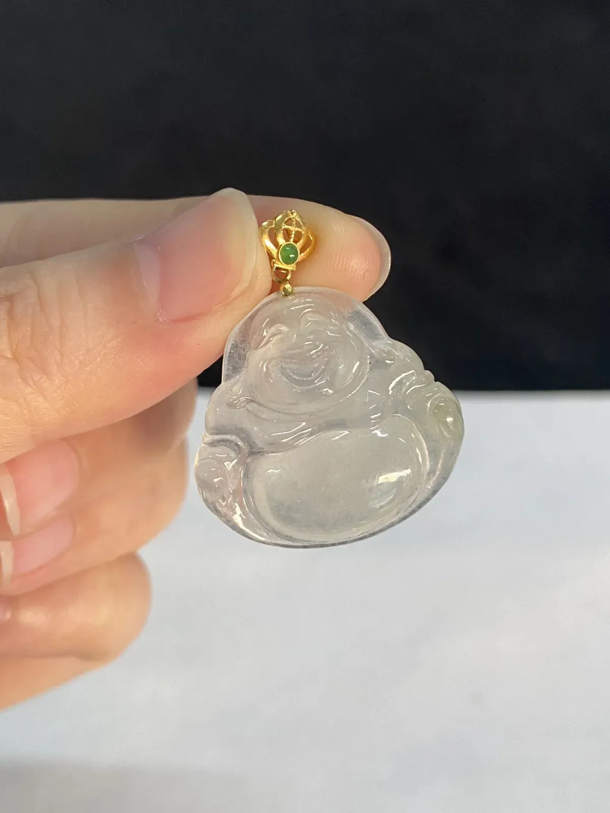 18k金翡翠冰种佛公