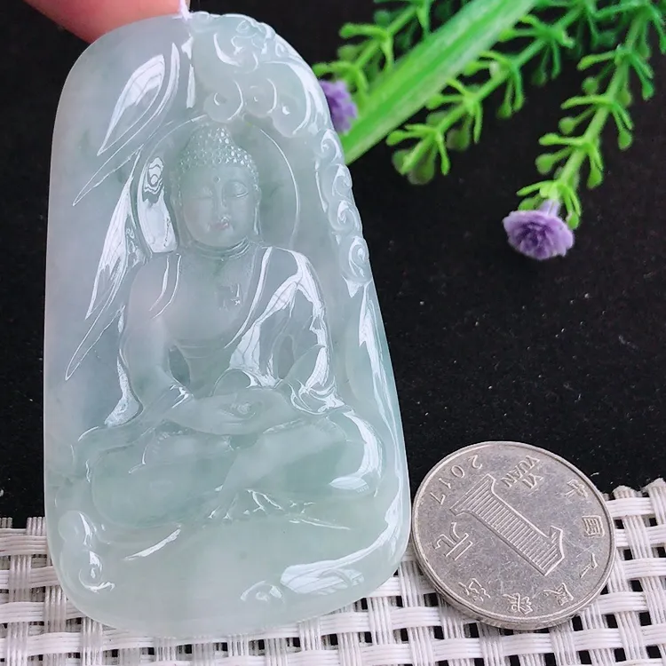 自然光72/41.8/5.2老坑冰胶果冻水灵大日如来佛吊坠玉挂件