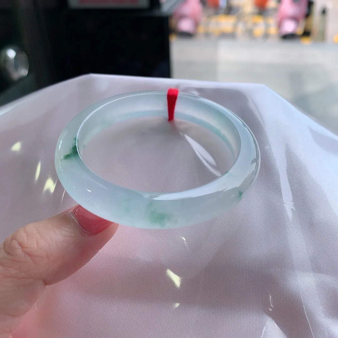 正圈冰玻飘花 无瑕 尺寸:50.5/9.6/7.9 花美 种水好