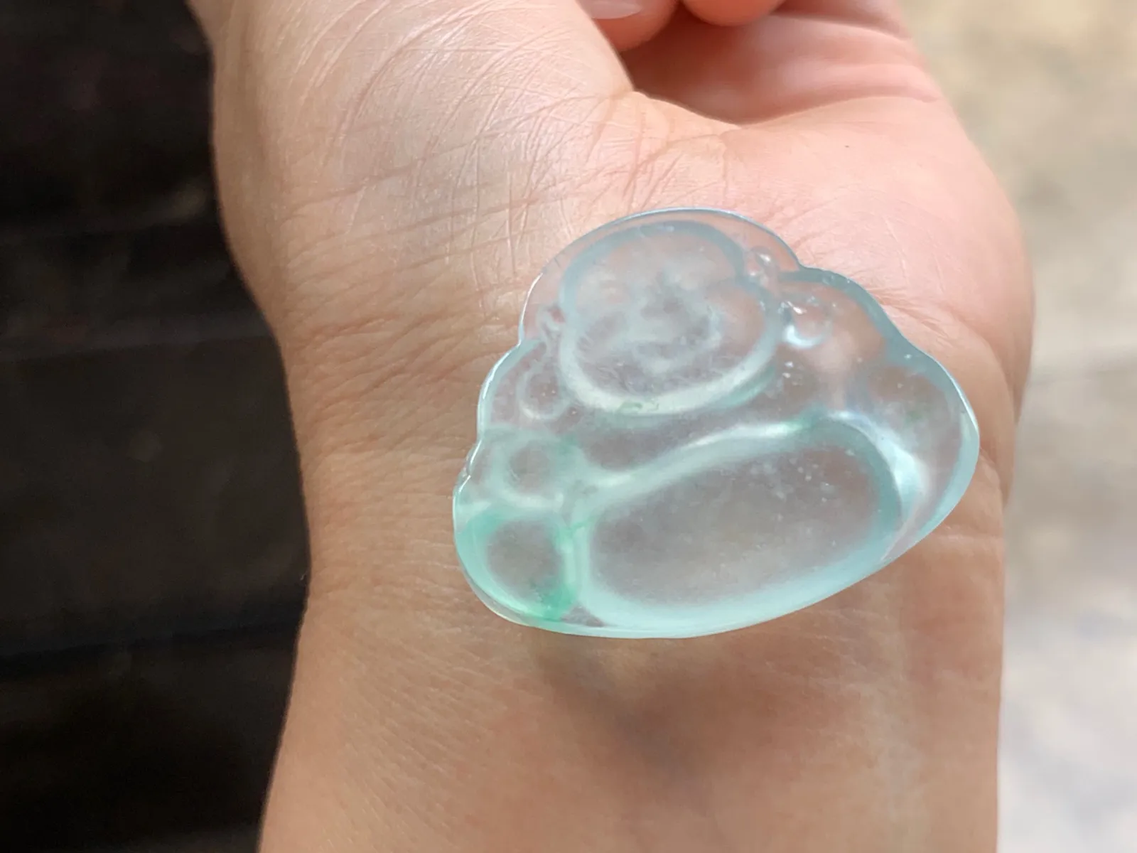 冰种雪花棉佛公 冰透起光 饱满