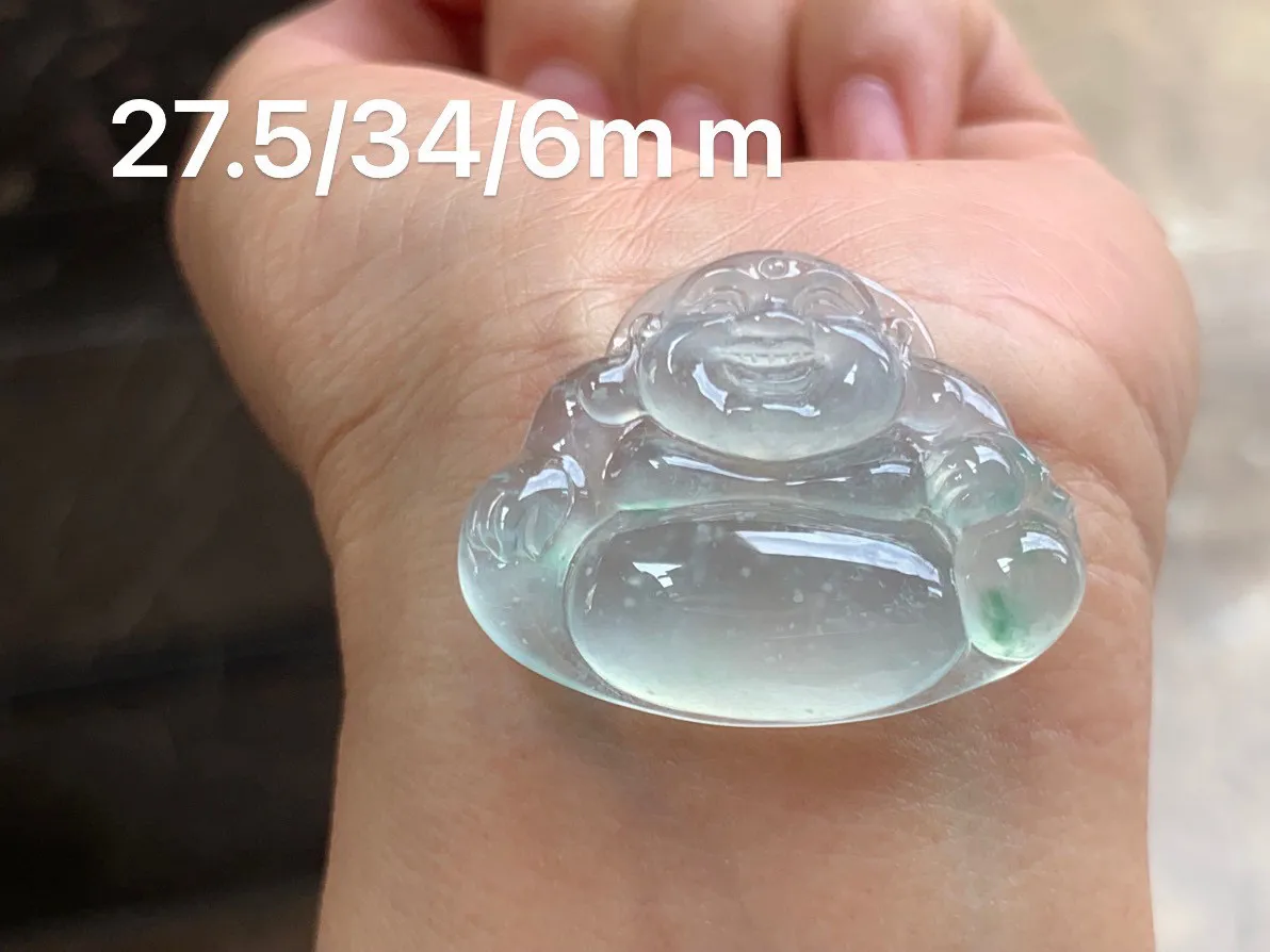 冰种雪花棉佛公 冰透起光 饱满