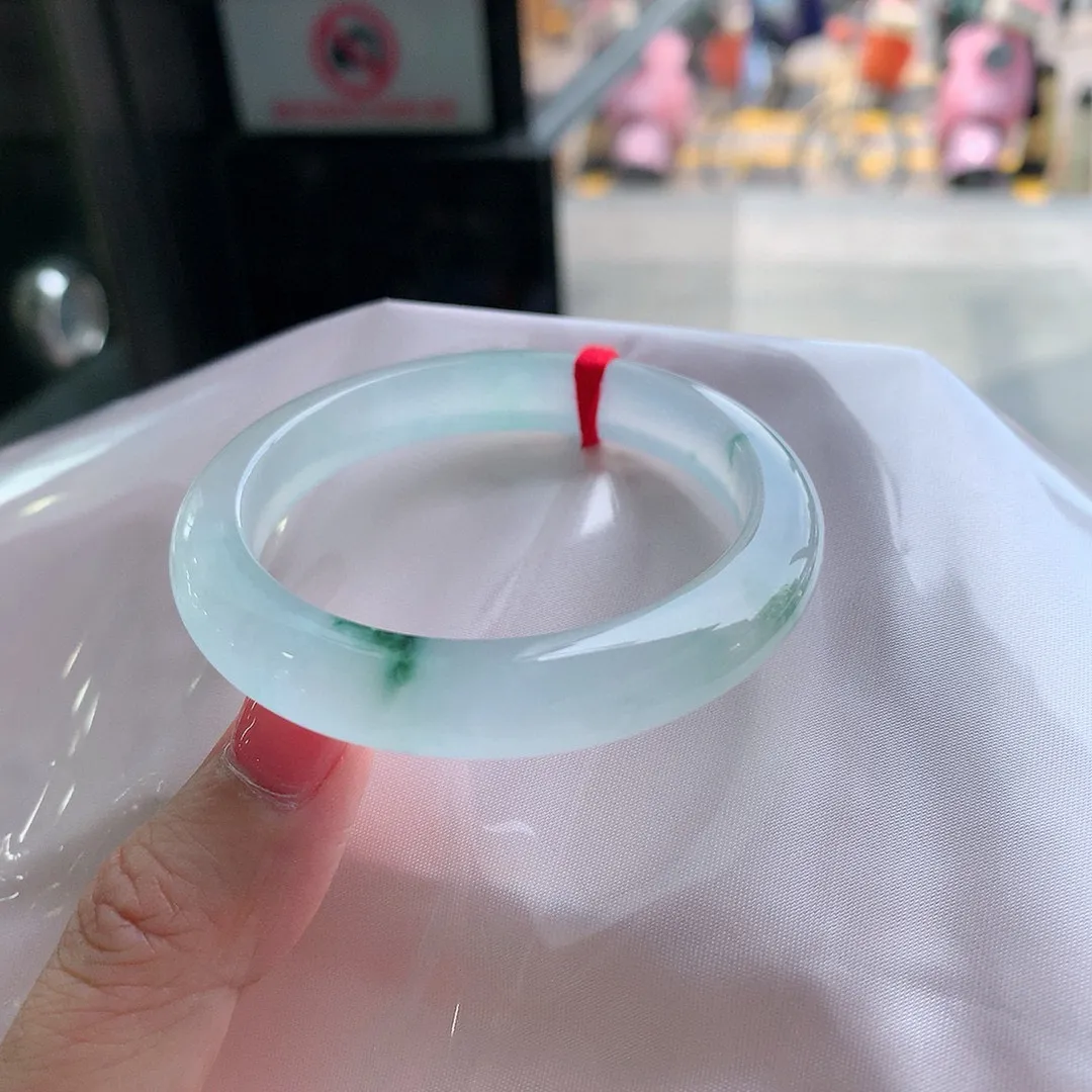 正圈冰玻飘花 无瑕 尺寸:50.5/9.6/7.9 花美 种水好