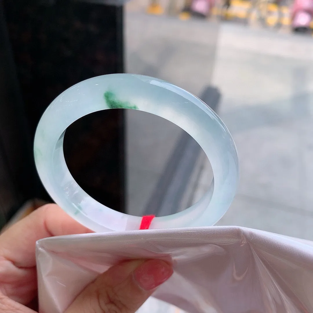 正圈冰玻飘花 无瑕 尺寸:50.5/9.6/7.9 花美 种水好