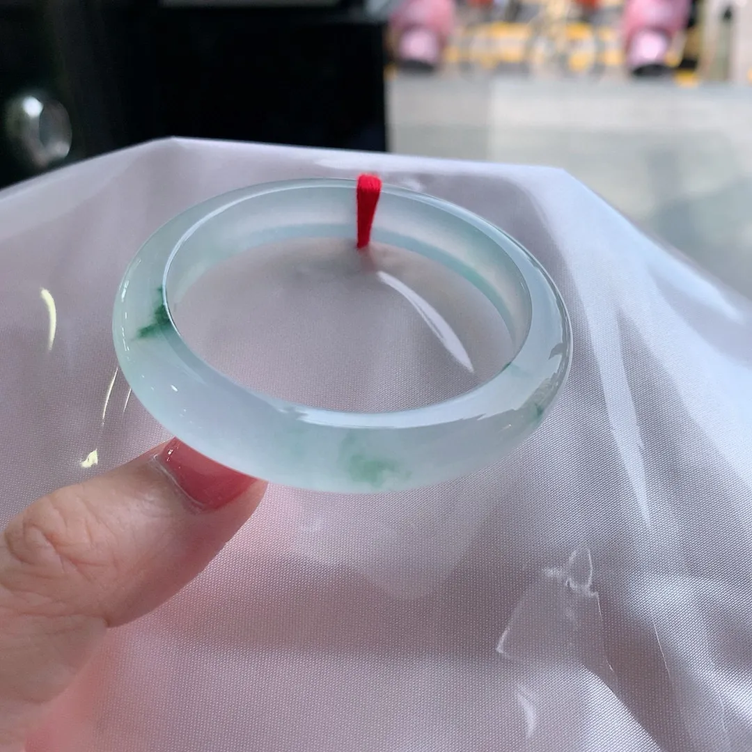 正圈冰玻飘花 无瑕 尺寸:50.5/9.6/7.9 花美 种水好