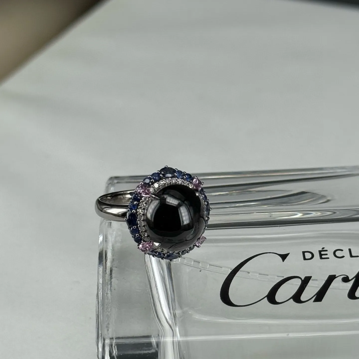 精品18k墨翠女戒 重金豪镶 打灯通透 油性十足 尺寸11.9