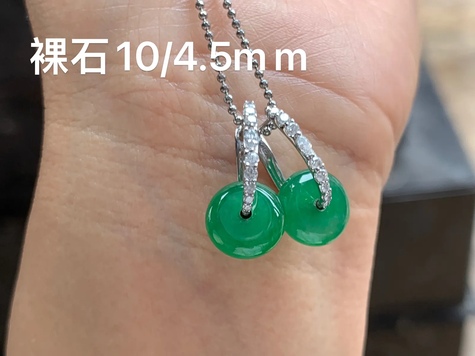 满色平安扣耳坠 18K金镶嵌