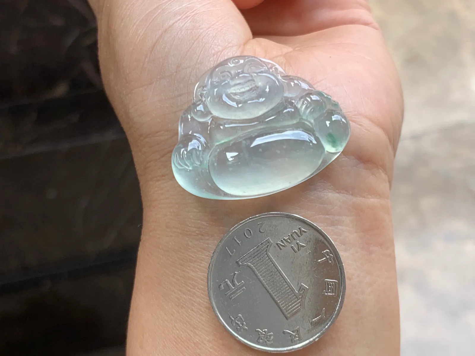 冰种雪花棉佛公 冰透起光 饱满
