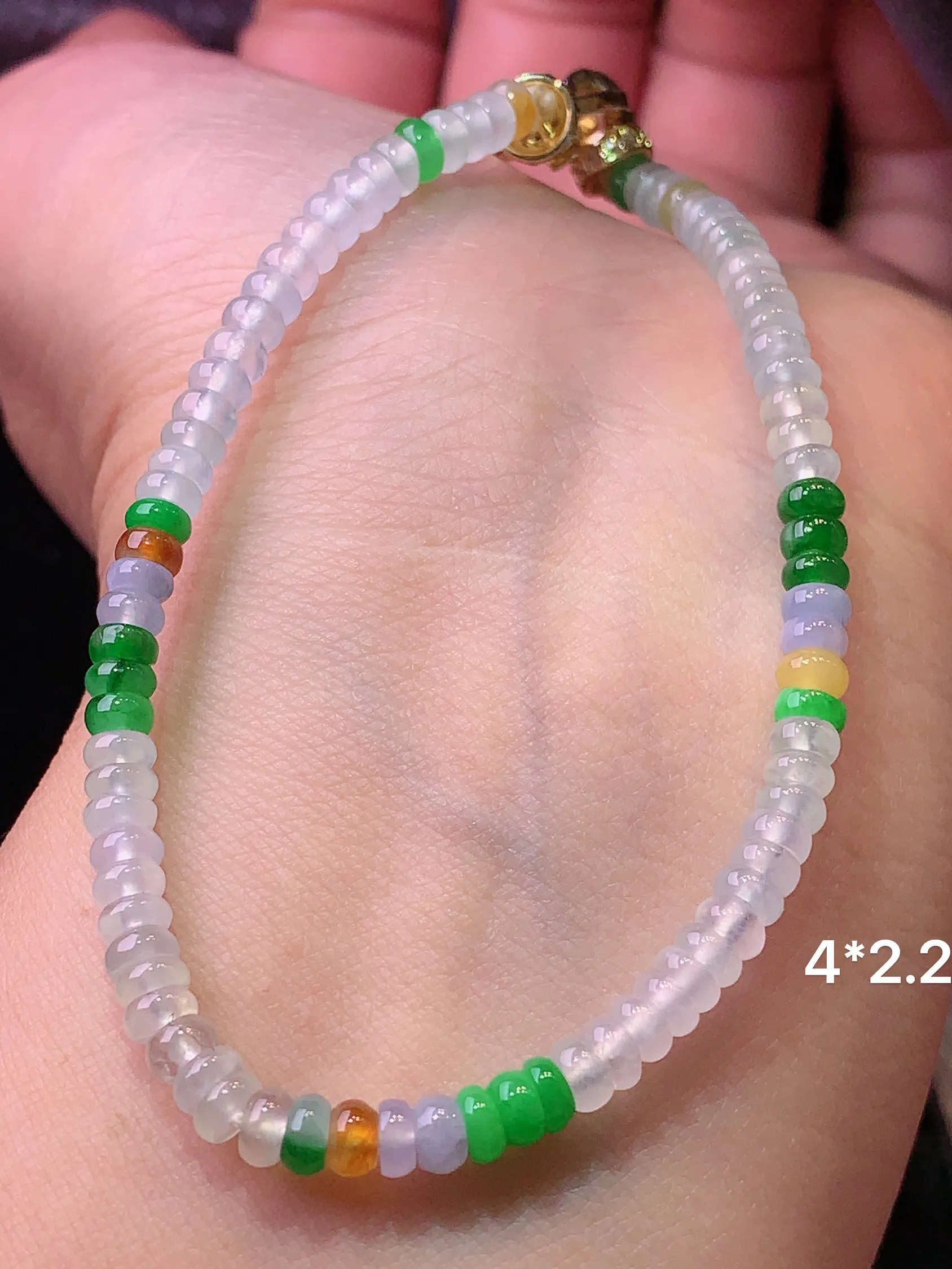 多宝算盘珠手链 玉质细腻 色泽艳丽 整体尺寸4*2.2