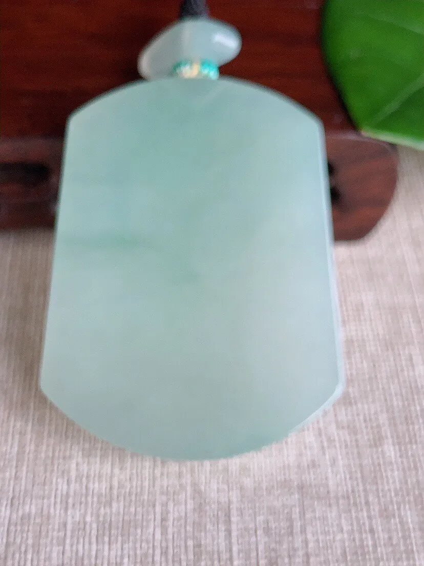 a货翡翠老坑冰种晴水仿古无事牌吊坠 尺寸54.5×42.2×6mm 重量45.23g 0607