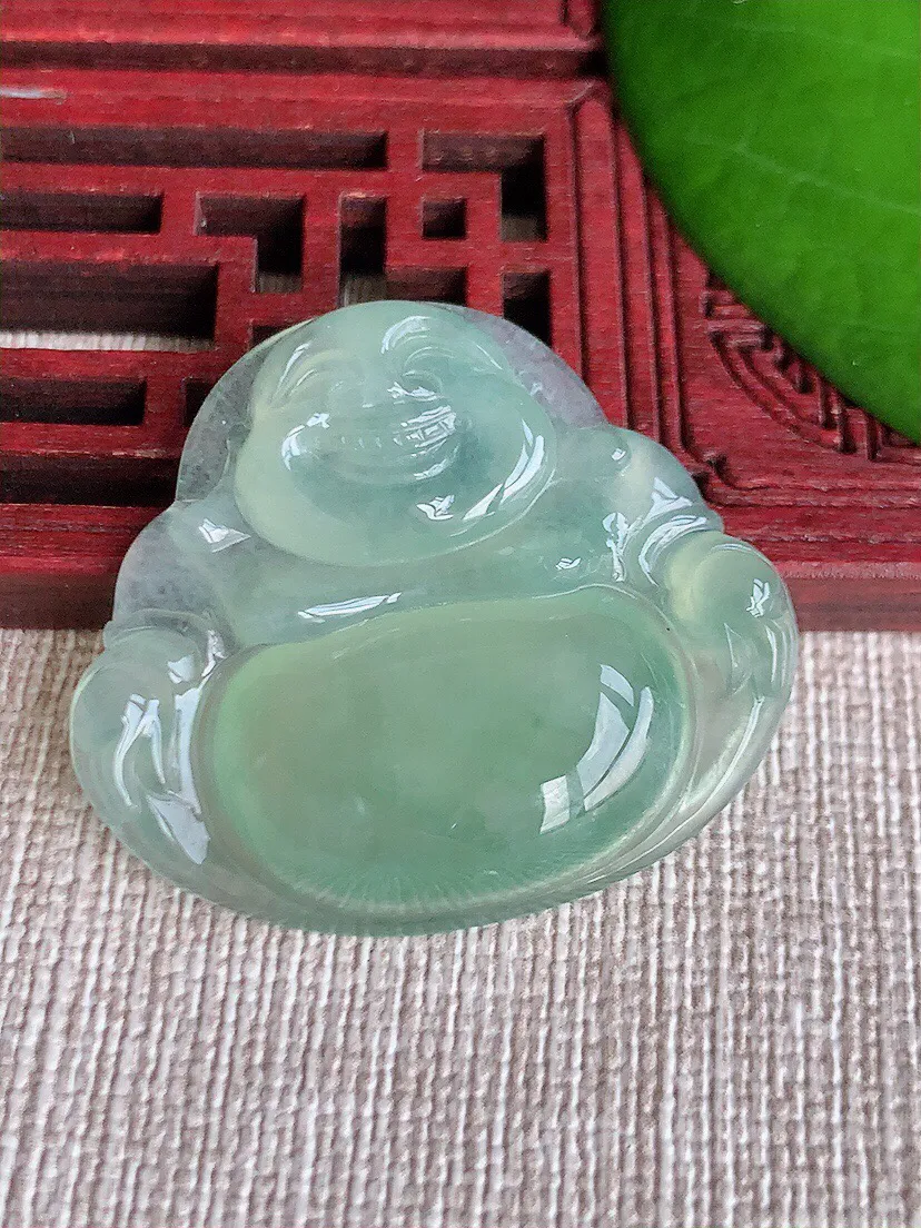 a货翡翠老坑冰种晴水佛公吊坠 尺寸31×35.3×6mm 重量10.04g 0608