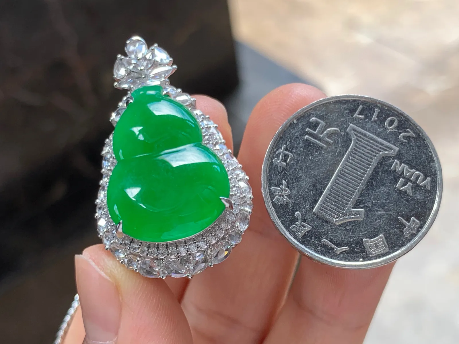 满色葫芦  种水色俱佳 福禄双全 18K金镶嵌
