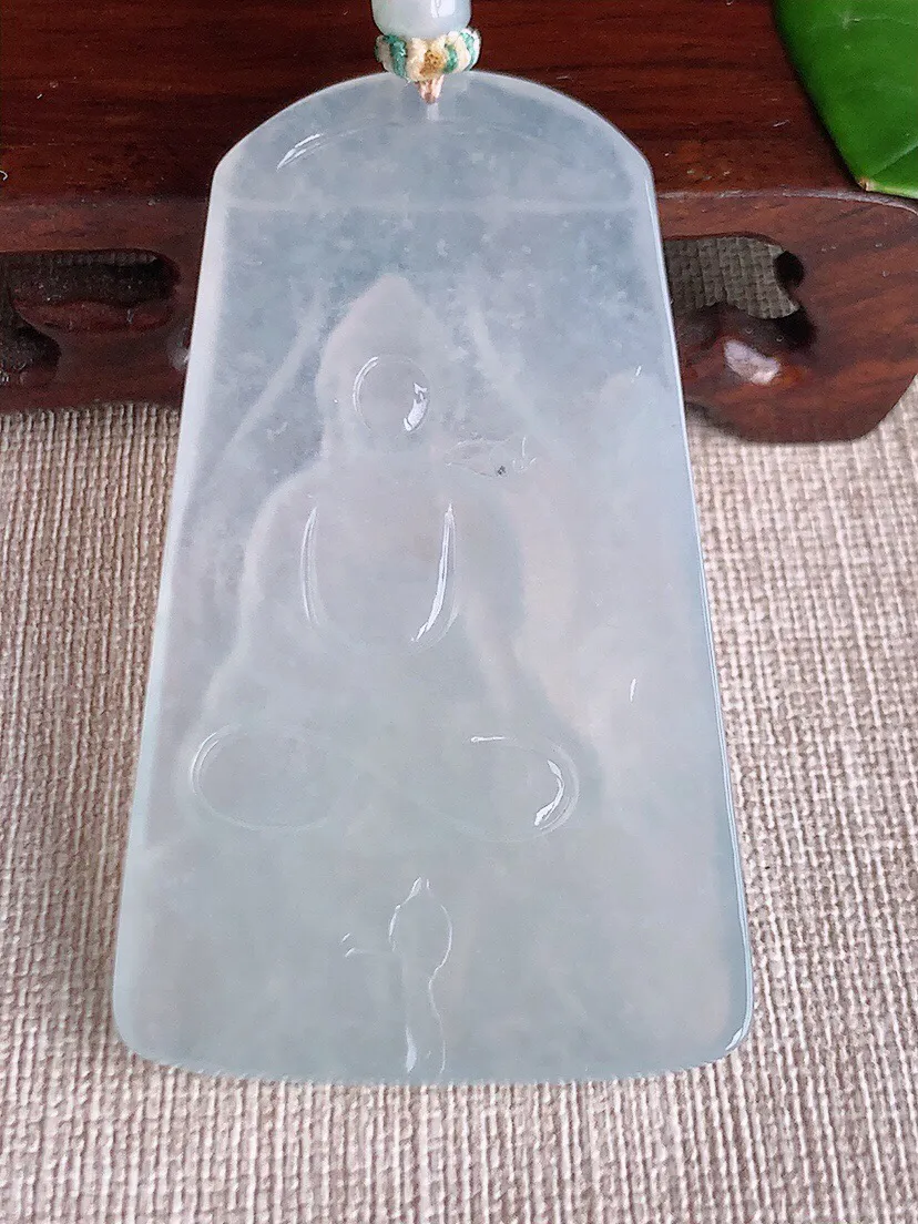 a货翡翠老坑冰种白月光大日如来吊坠 尺寸66.8×38.4×5.8mm 重量36.78g 0608