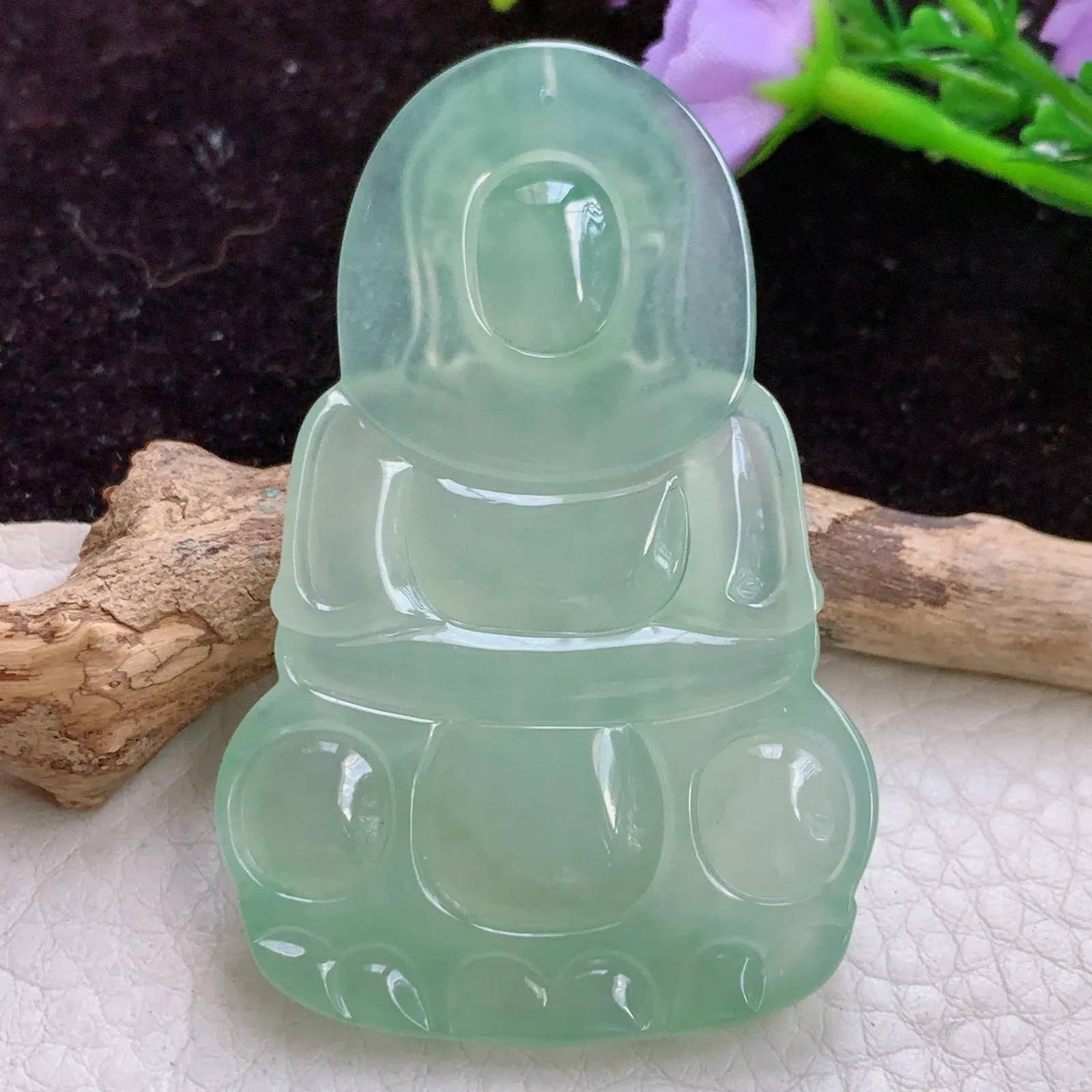 lz实拍60.5*38.6*6.3天然翡翠冰晴大观音 冰种正庄玉观音玉吊坠 玉挂件