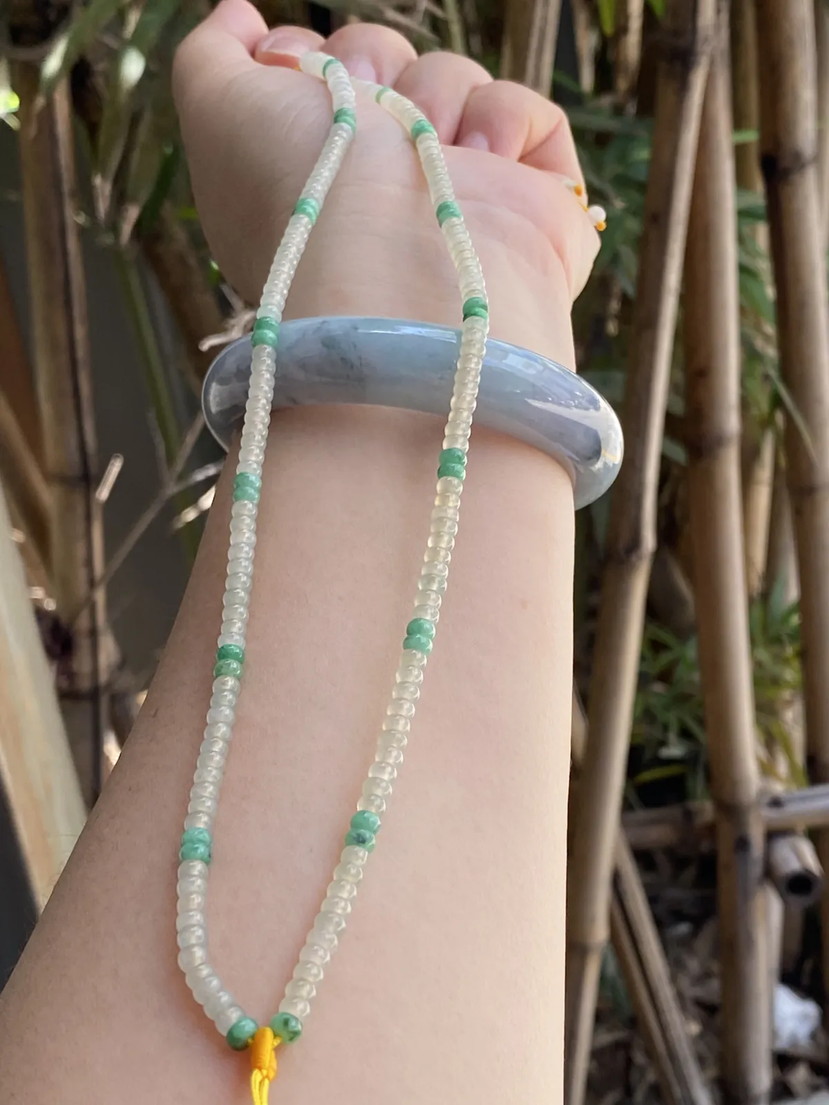 推荐【冰透小算盘🧮珠链】无纹裂，冰透，细腻，起光，种老，算盘珠直径平均4.1*2.5，链子长度22.5
