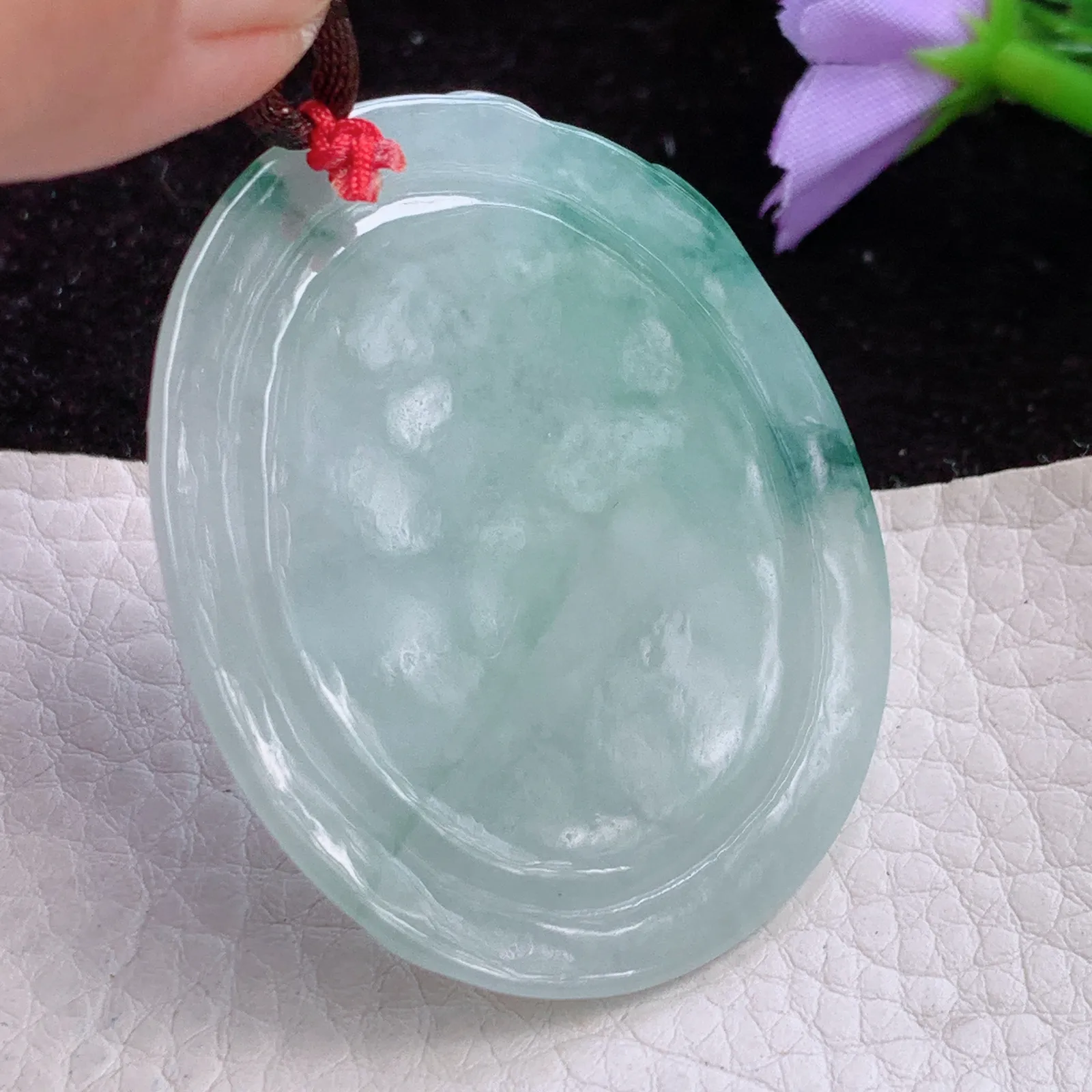 bg实拍49*41*5.6天然翡翠大日如来 飘花如来佛祖玉吊坠 玉挂件