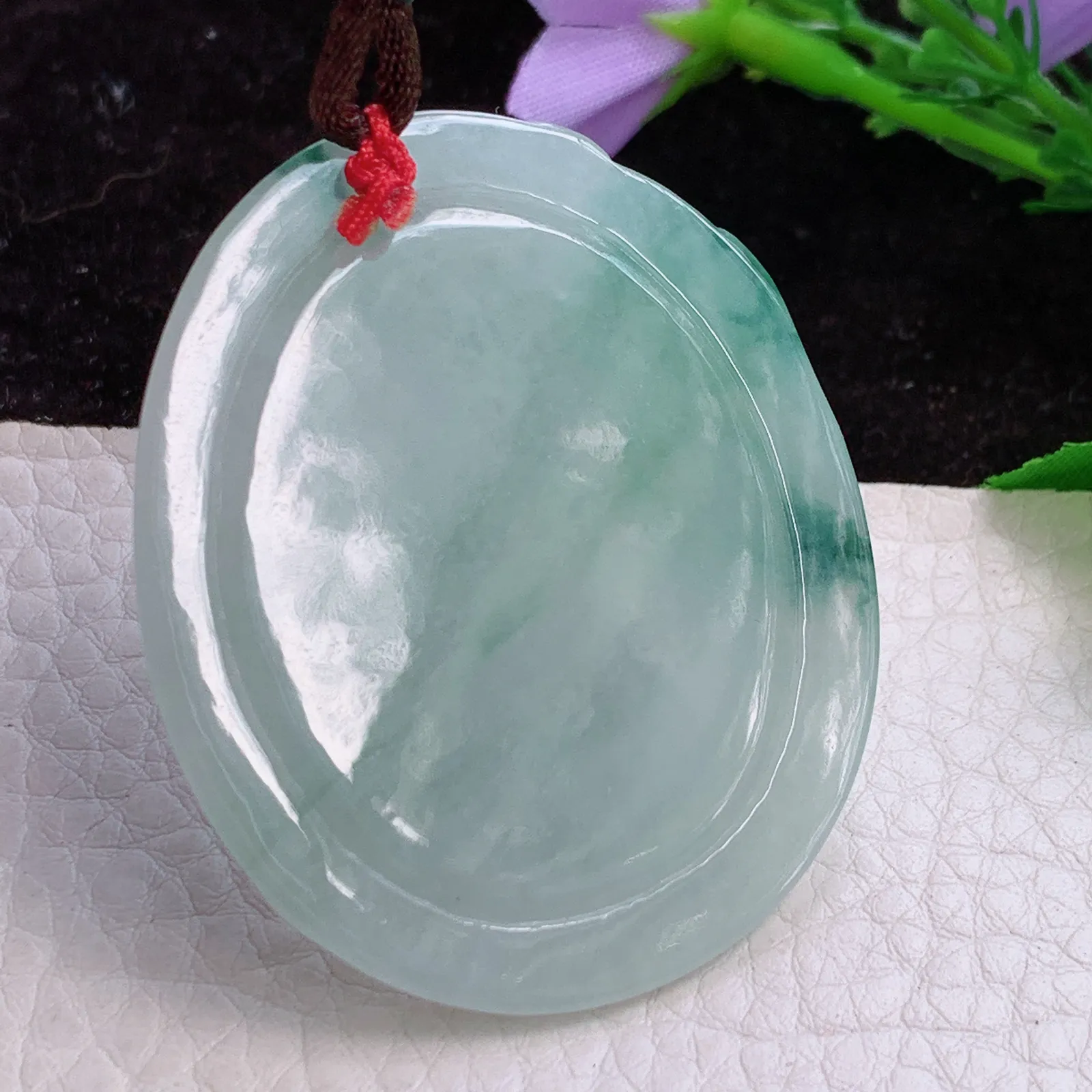 bg实拍49*41*5.6天然翡翠大日如来 飘花如来佛祖玉吊坠 玉挂件