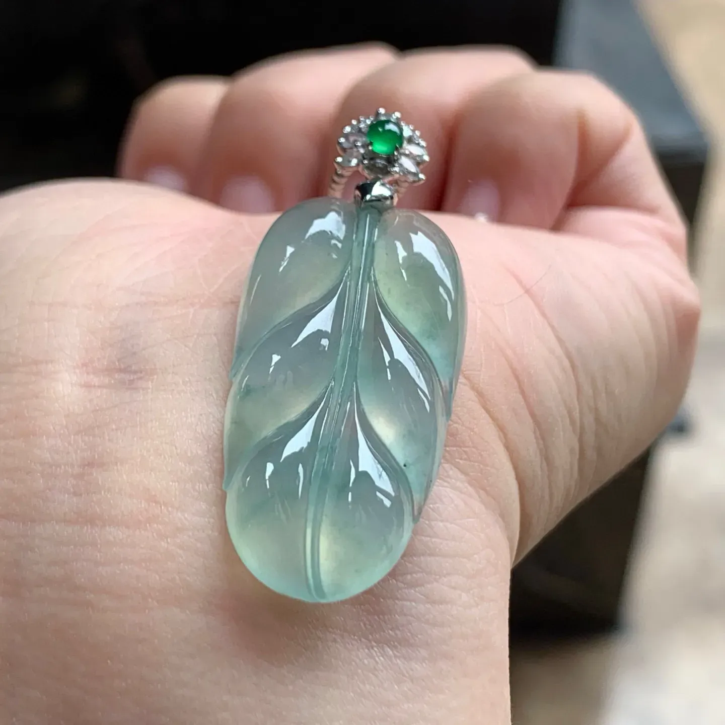 冰种飘花玉叶 种水优秀～