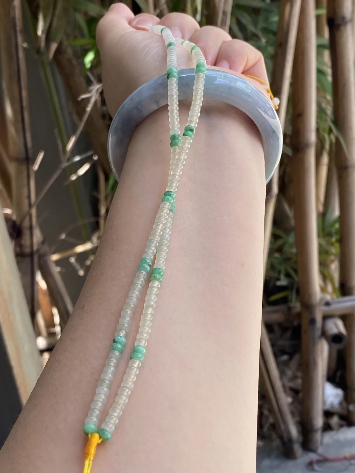 推荐【冰透小算盘🧮珠链】无纹裂，冰透，细腻，起光，种老，算盘珠直径平均4.1*2.5，链子长度22.5