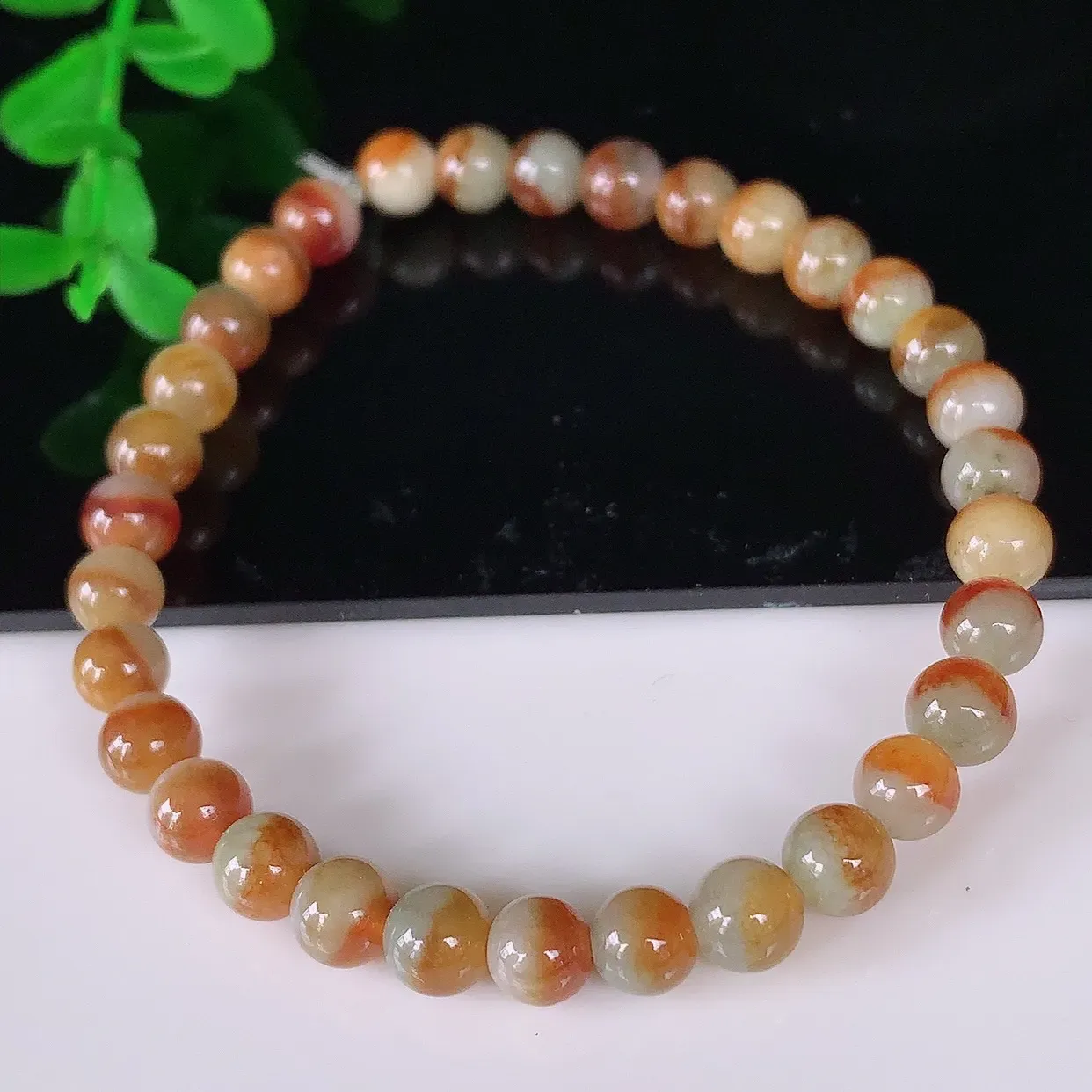 自然光实拍，冰润冰糯种红翡翡翠圆珠手串手链，种老水足，冰清玉润  颜色漂亮  #96.10取一尺寸5
