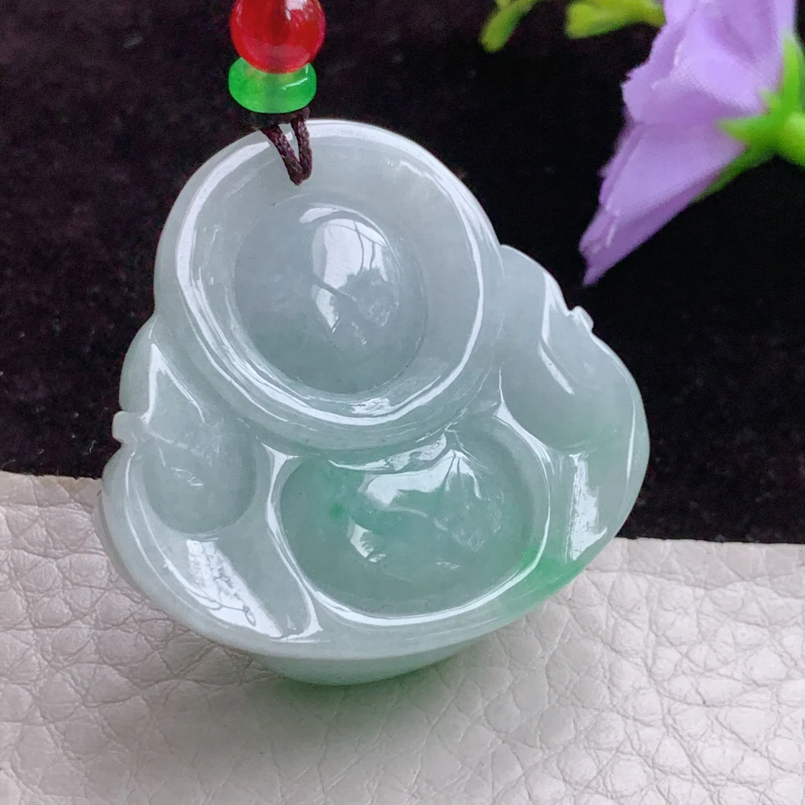 Zen实拍36.5*37.8*13.8天然翡翠飘绿饱满佛公 开心佛玉吊坠玉挂件
