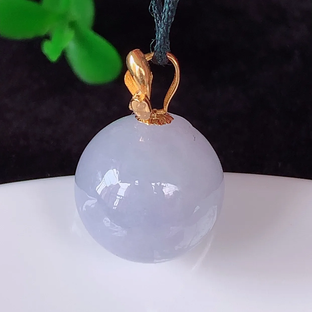 自然光实拍，18k金镶嵌冰润冰糯种紫罗兰翡翠转运珠圆珠吊坠，沁人心脾，精致典雅的设计，为佩戴者，增添色彩，送礼自留都是佳品选择！#1.10整体19*裸石12.6