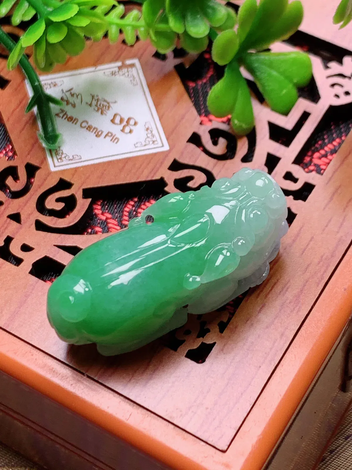精品推荐，缅甸天然A货翡翠，飘绿招财貔貅吊坠，种水好，颜色鲜艳，玉质水润细腻，工艺精湛，佩戴效果更佳。