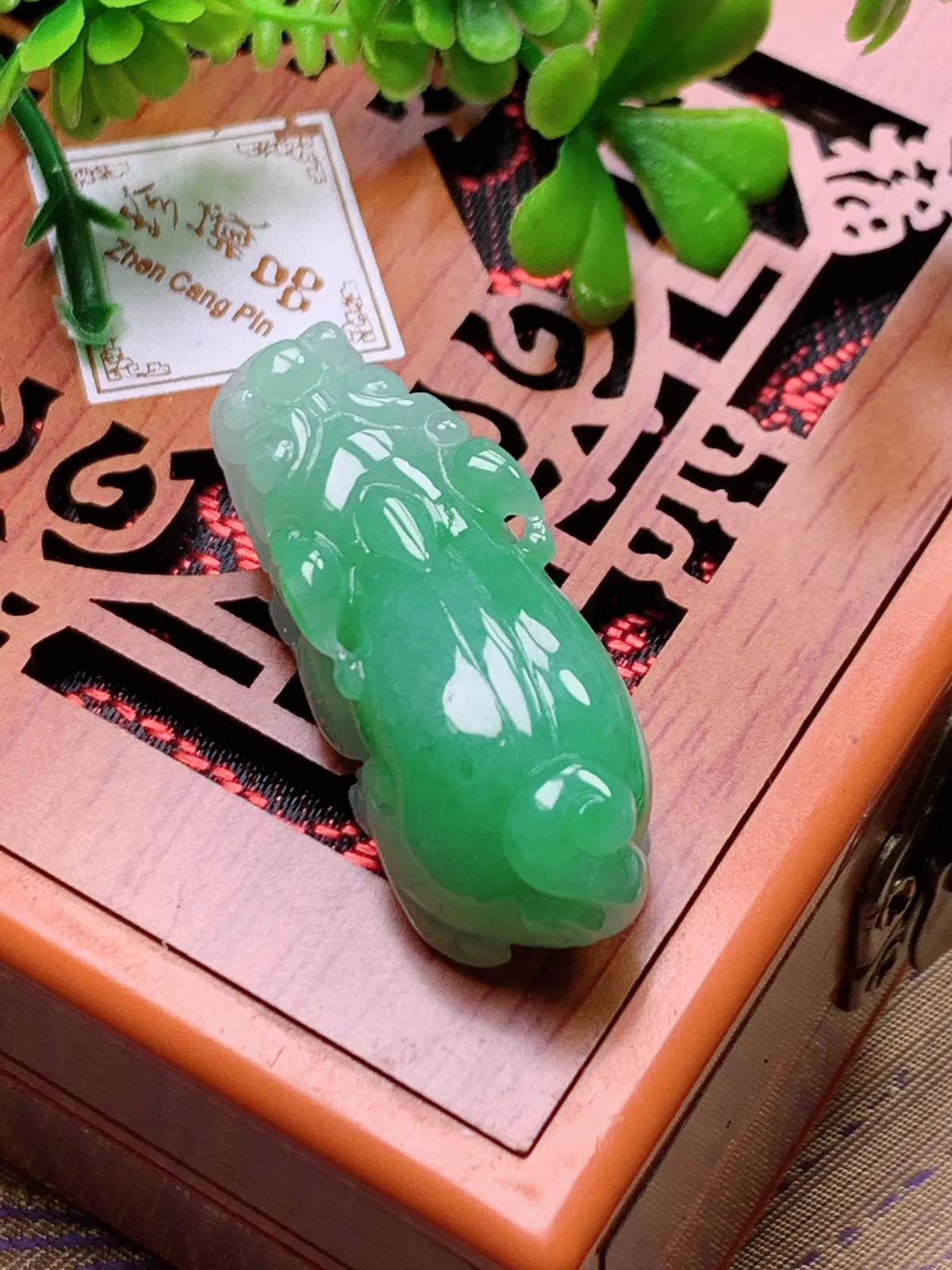 精品推荐，缅甸天然A货翡翠，飘绿招财貔貅吊坠，种水好，颜色鲜艳，玉质水润细腻，工艺精湛，佩戴效果更佳。