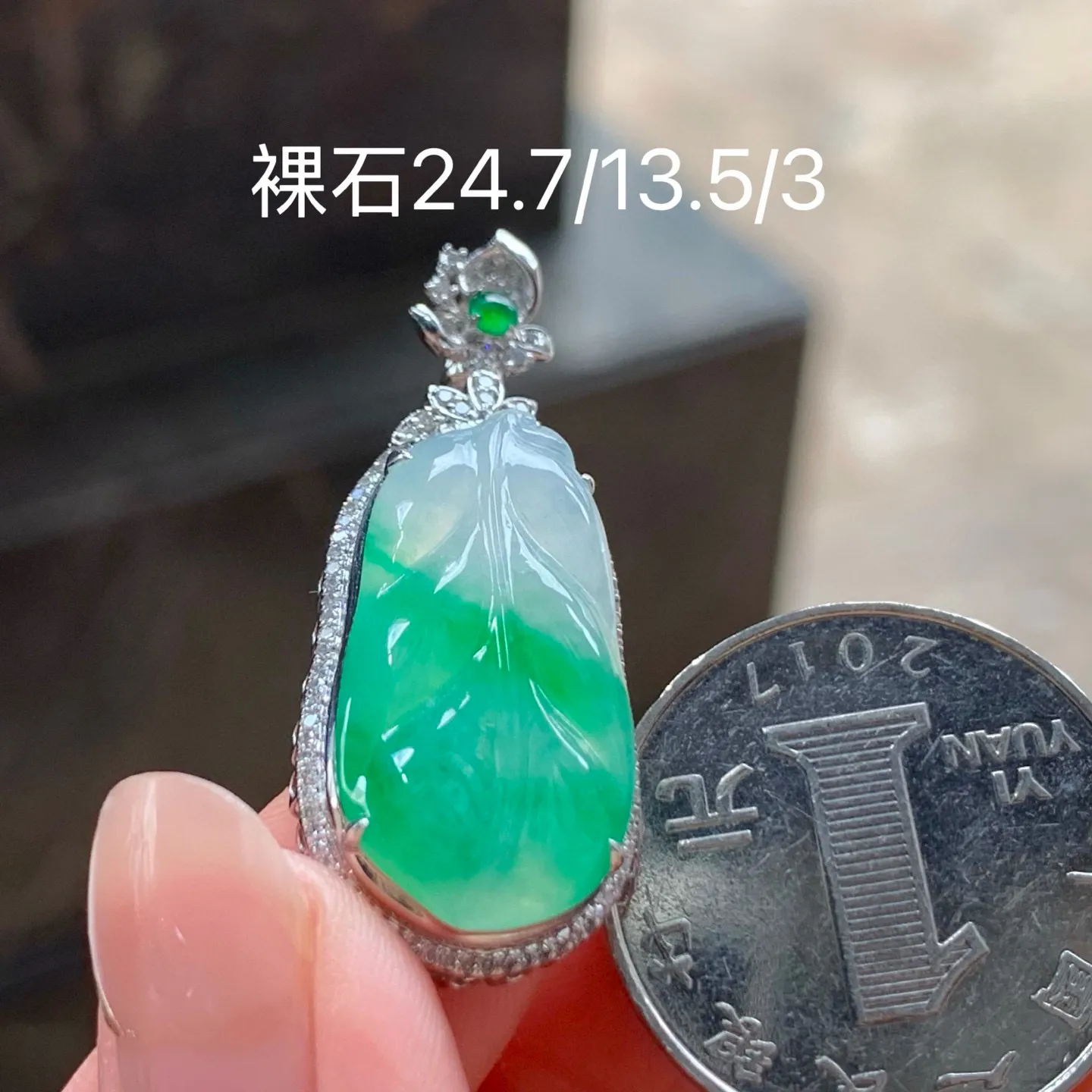 冰种阳绿玉叶
 金枝玉叶～