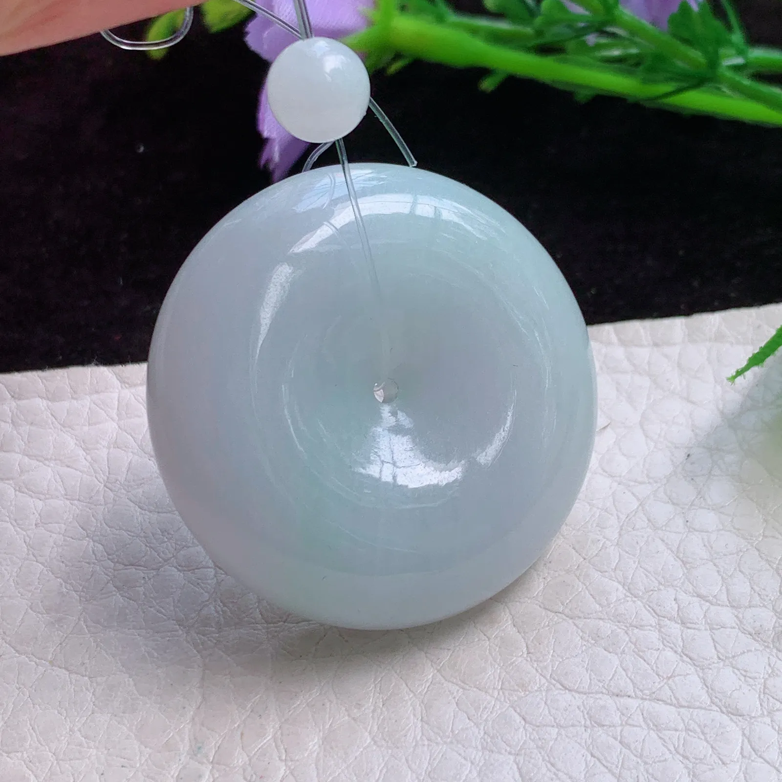 lz实拍36.5*12.2老坑精雕翡翠饱满淡雅平安扣 玉扣玉吊坠 玉挂件