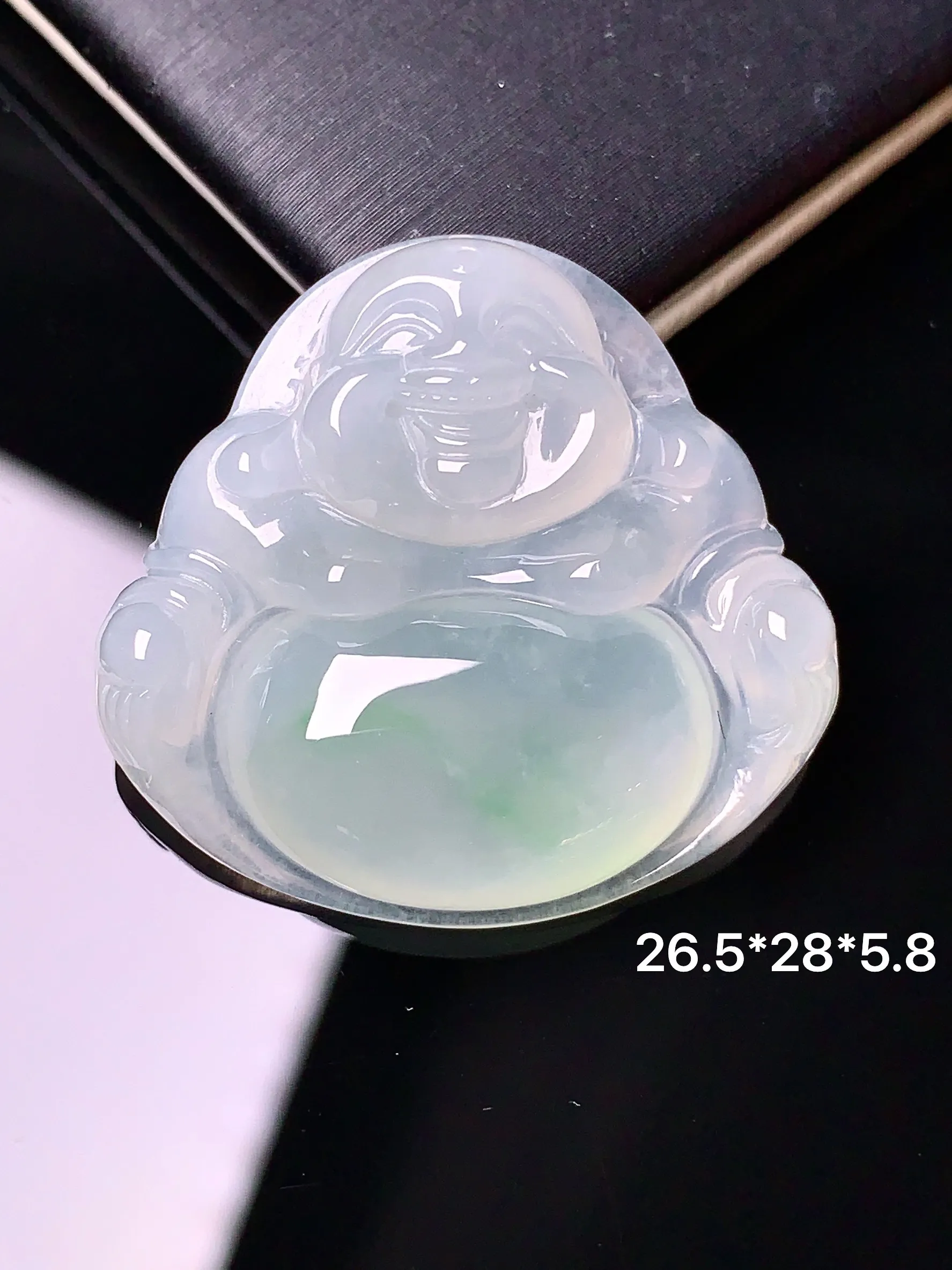 冰种佛公吊坠 玉质细腻 水润亮眼  整体尺寸26.5*28*5.8