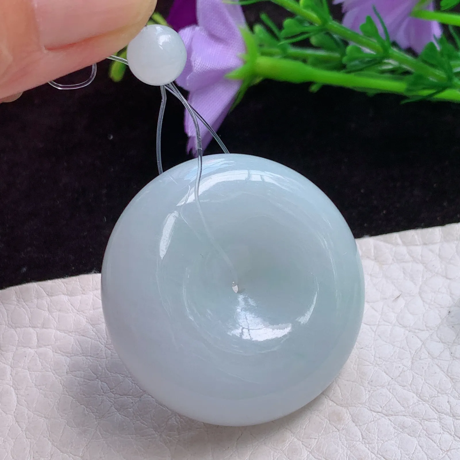 lz实拍36.5*12.2老坑精雕翡翠饱满淡雅平安扣 玉扣玉吊坠 玉挂件