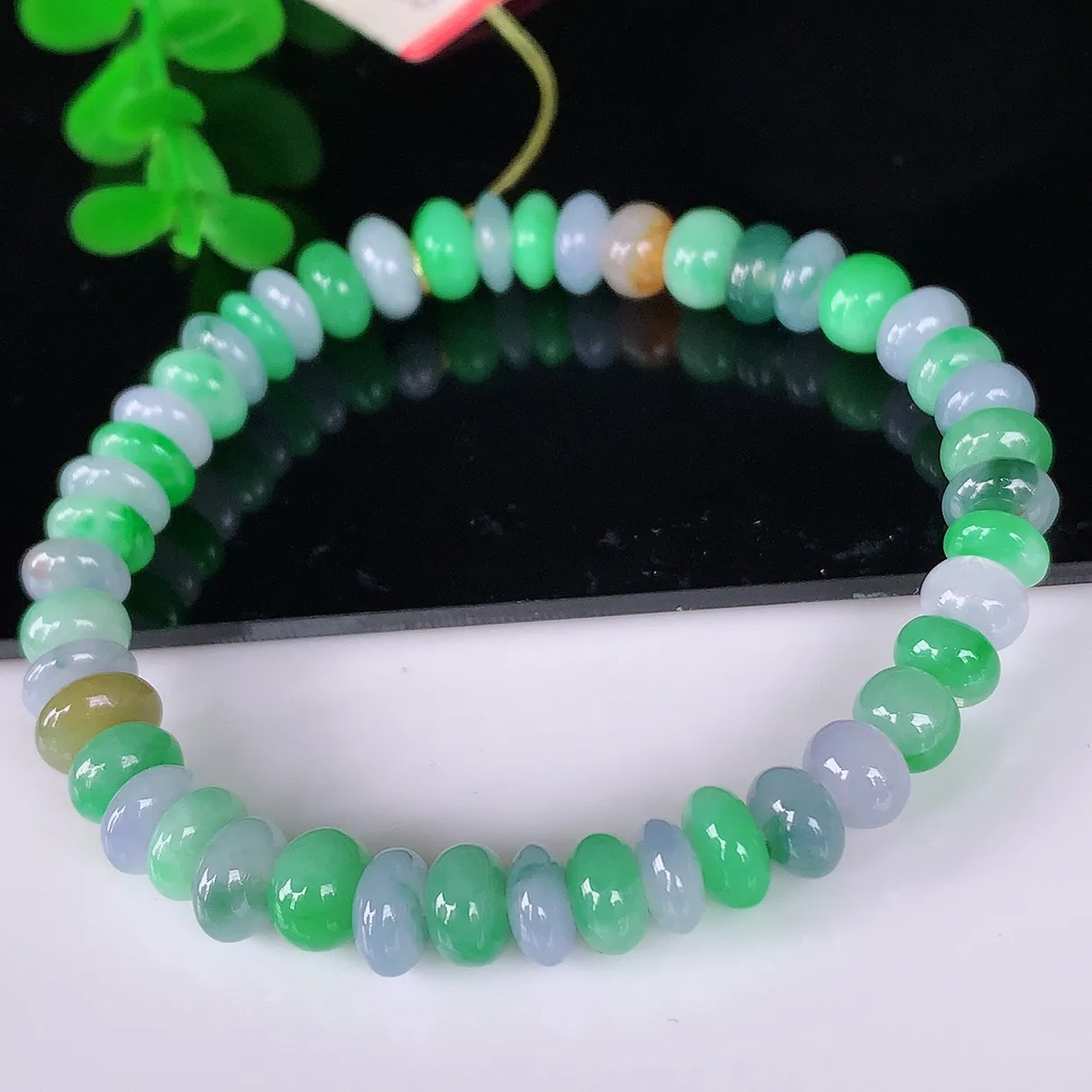 自然光实拍，冰润冰糯种多彩算盘珠翡翠手串手链，种老水足，冰清玉润  颜色漂亮  #038.1取一尺寸