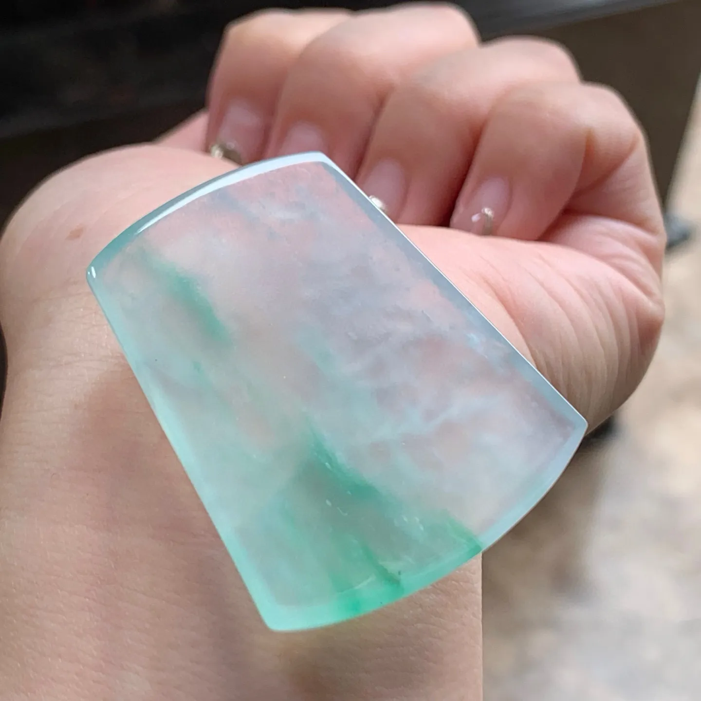 冰种色花山水牌
花色漂亮 种老