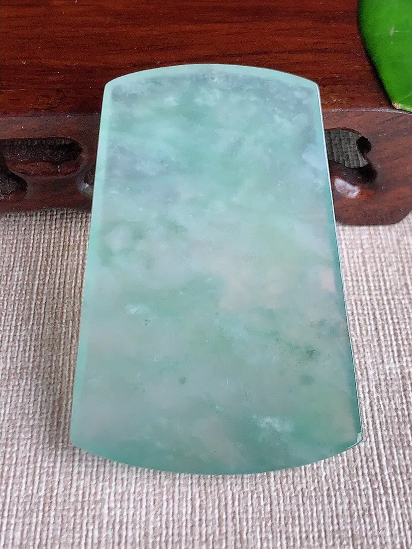 a货翡翠老坑冰种晴水意境山水牌吊坠 尺寸57.4×38.3×5.4mm 重量29.63g 0614