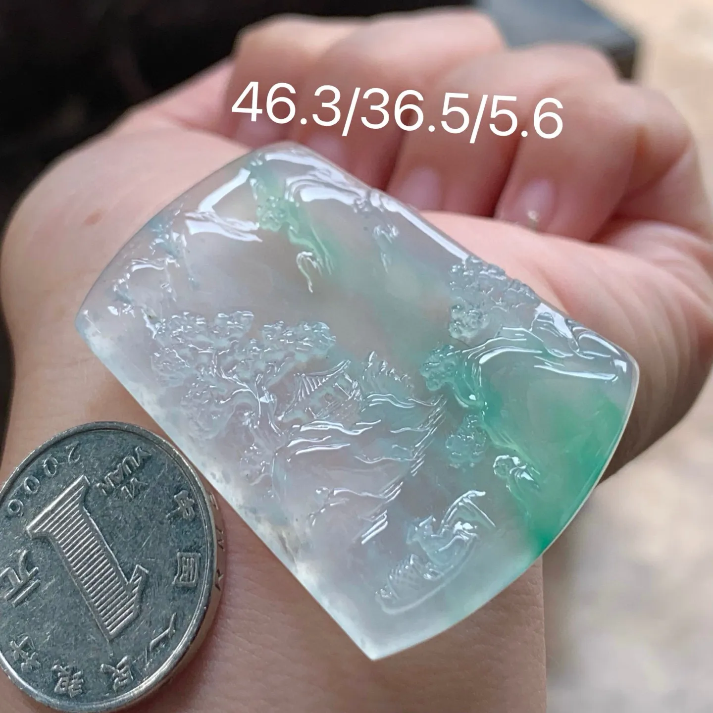 冰种色花山水牌
花色漂亮 种老