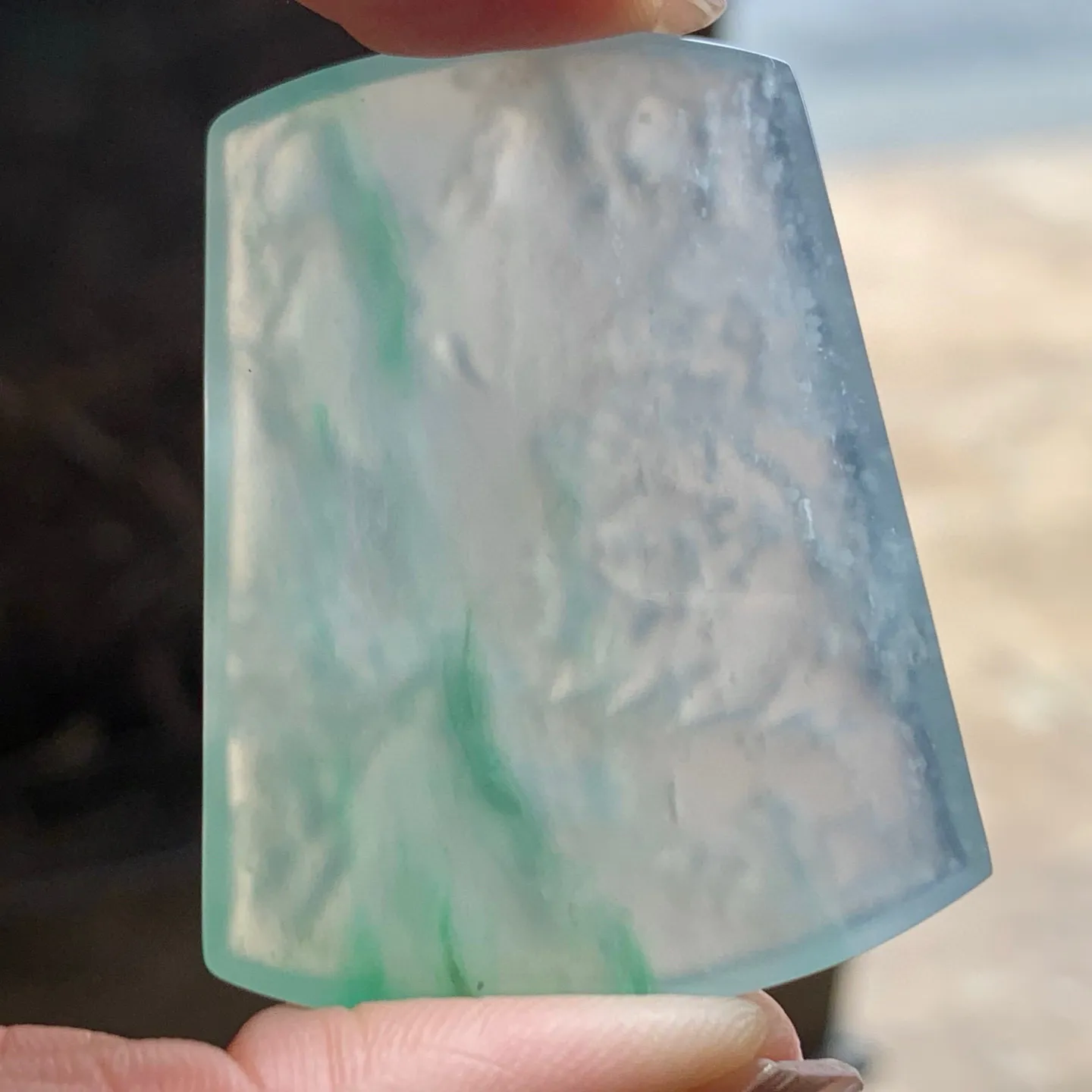 冰种色花山水牌
花色漂亮 种老