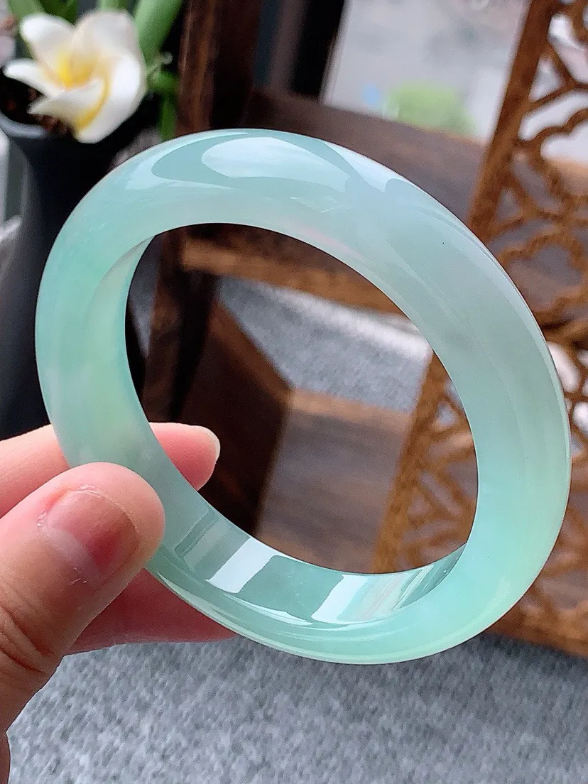 a货翡翠老坑晴水正装正圈手镯55-56圈口 尺寸55.5×12.5×8.5mm 重量63.13g 0613 A69