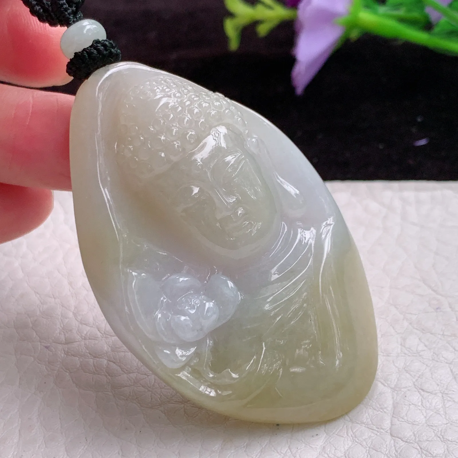 mut实拍59*38*15老坑精雕双彩大日如来佛祖 花开见佛佛主玉吊坠