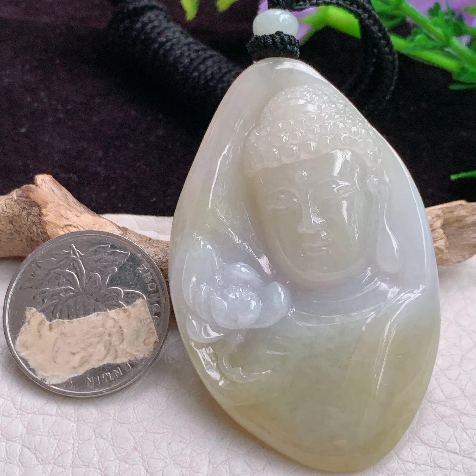 mut实拍59*38*15老坑精雕双彩大日如来佛祖 花开见佛佛主玉吊坠