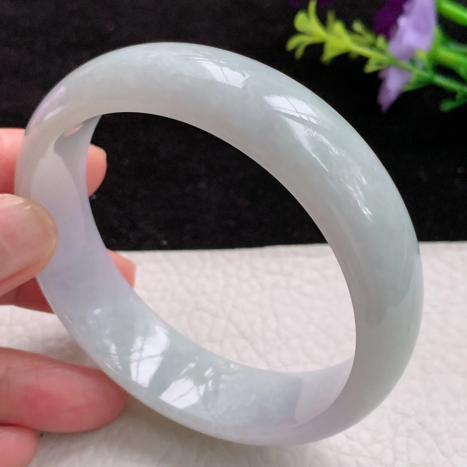 hh轮胎镯59.5*17.2*7.4老坑精美飘紫大气百搭正圈翡翠玉镯 平安镯