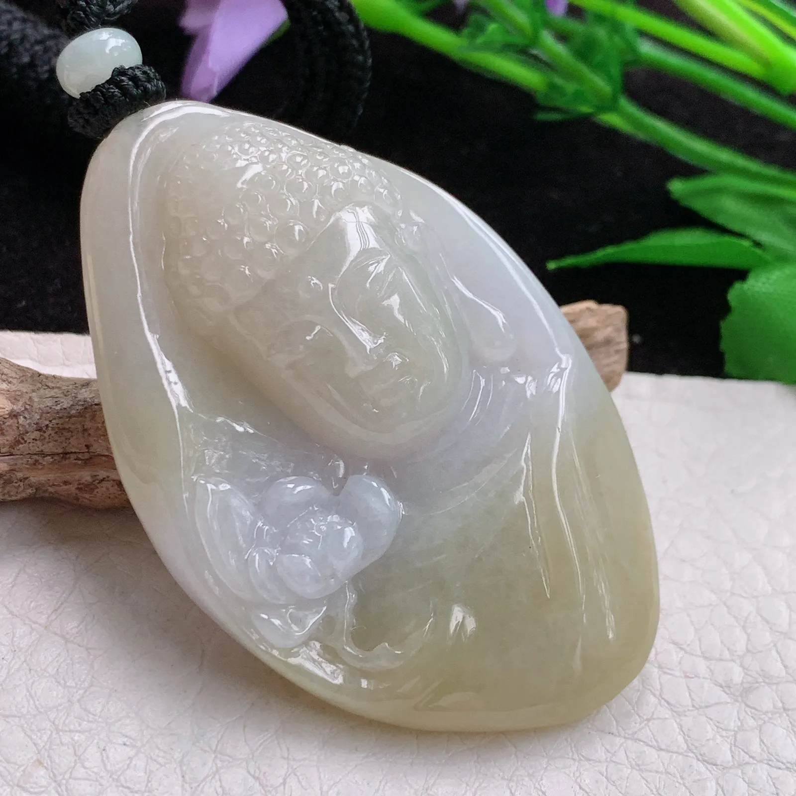 mut实拍59*38*15老坑精雕双彩大日如来佛祖 花开见佛佛主玉吊坠