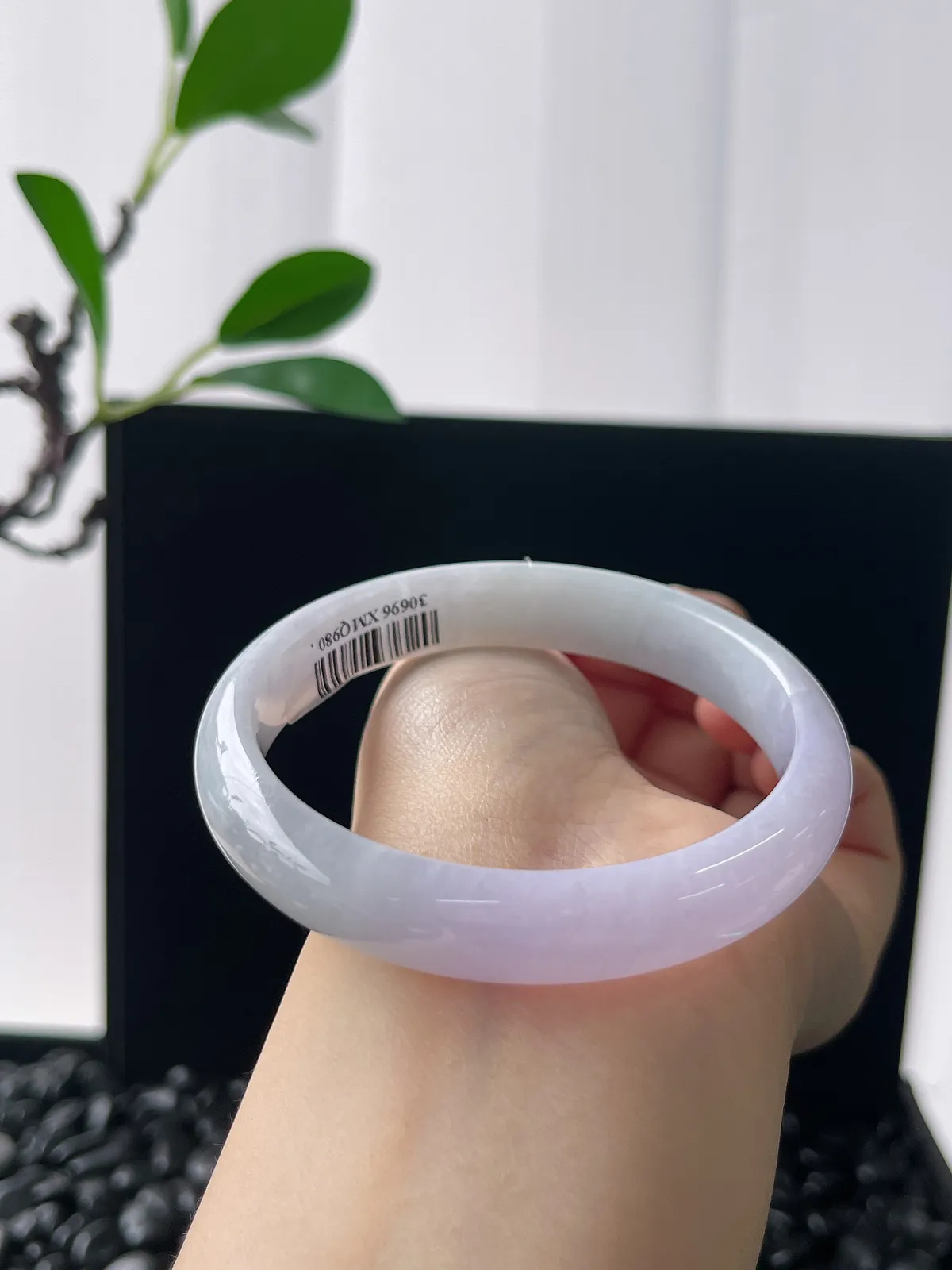正圈59.2圈口，翡翠糯化种紫色手镯