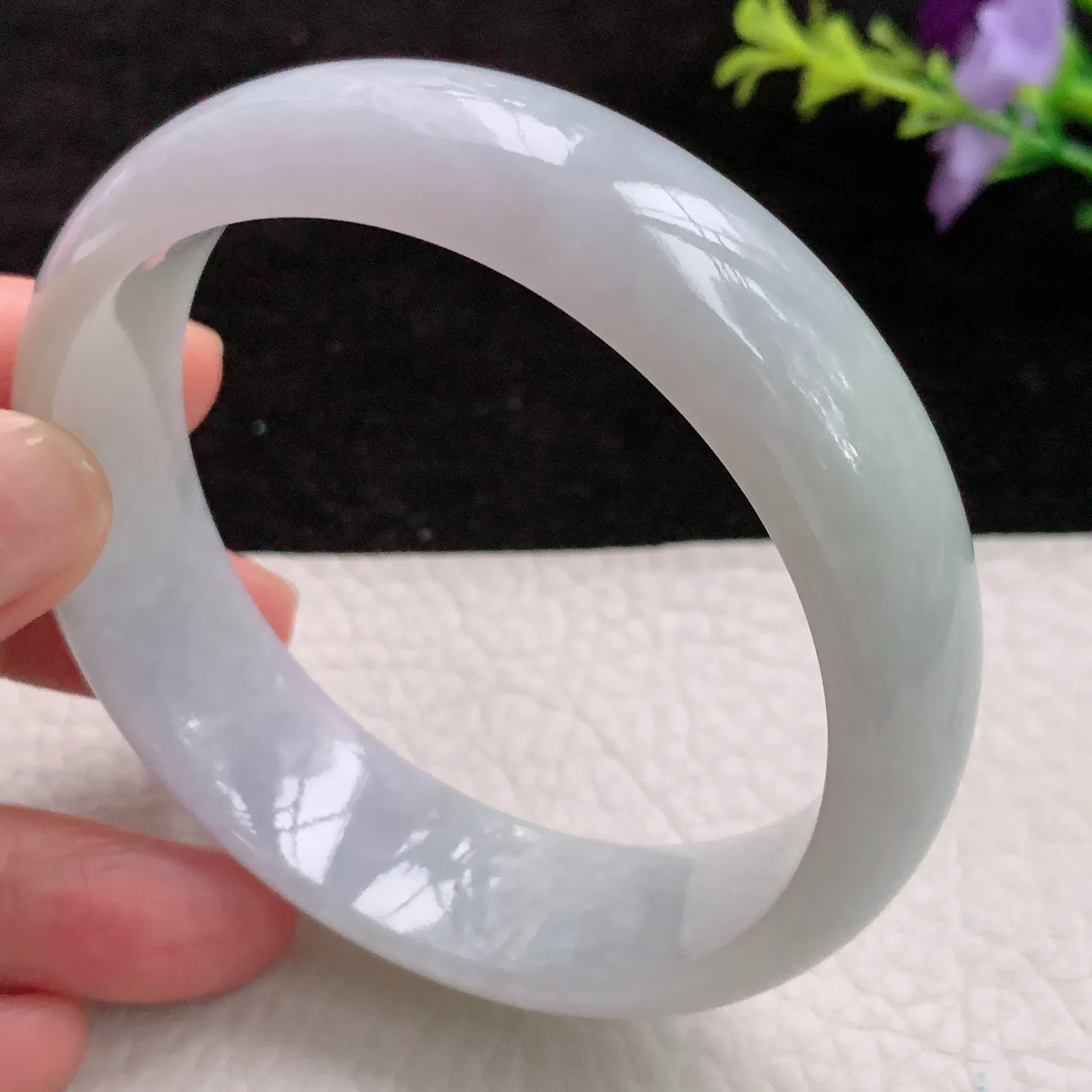 hh轮胎镯59.5*17.2*7.4老坑精美飘紫大气百搭正圈翡翠玉镯 平安镯